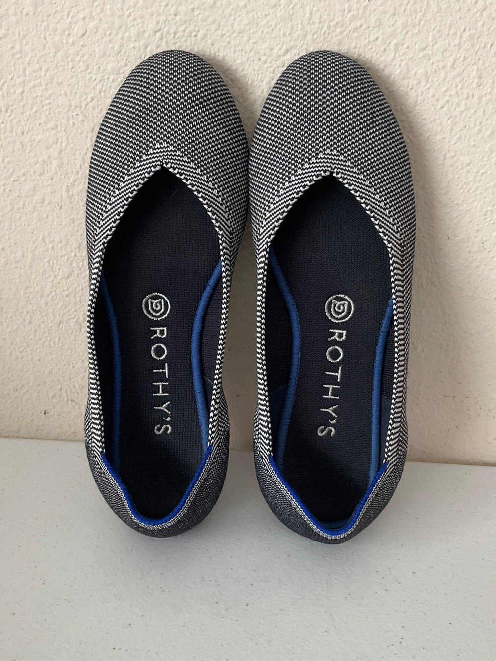 Rothy's Birdseye Black and White Knit Ballet Flats